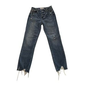 DAZE Just Right Distressed Raw Hem Straight Jeans Women’s 27 Blue Denim